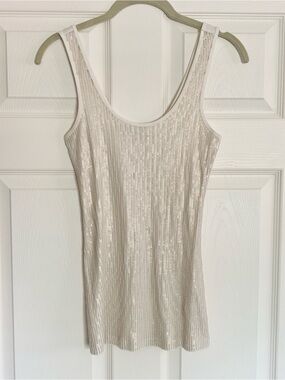 Express Cream Sequin Tank Top Size Small